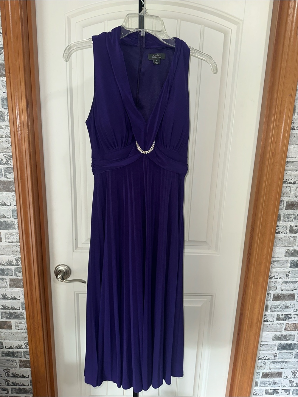Dress Barn Purple Sleeveless Midi Dress with Rhinestone Accent size 4